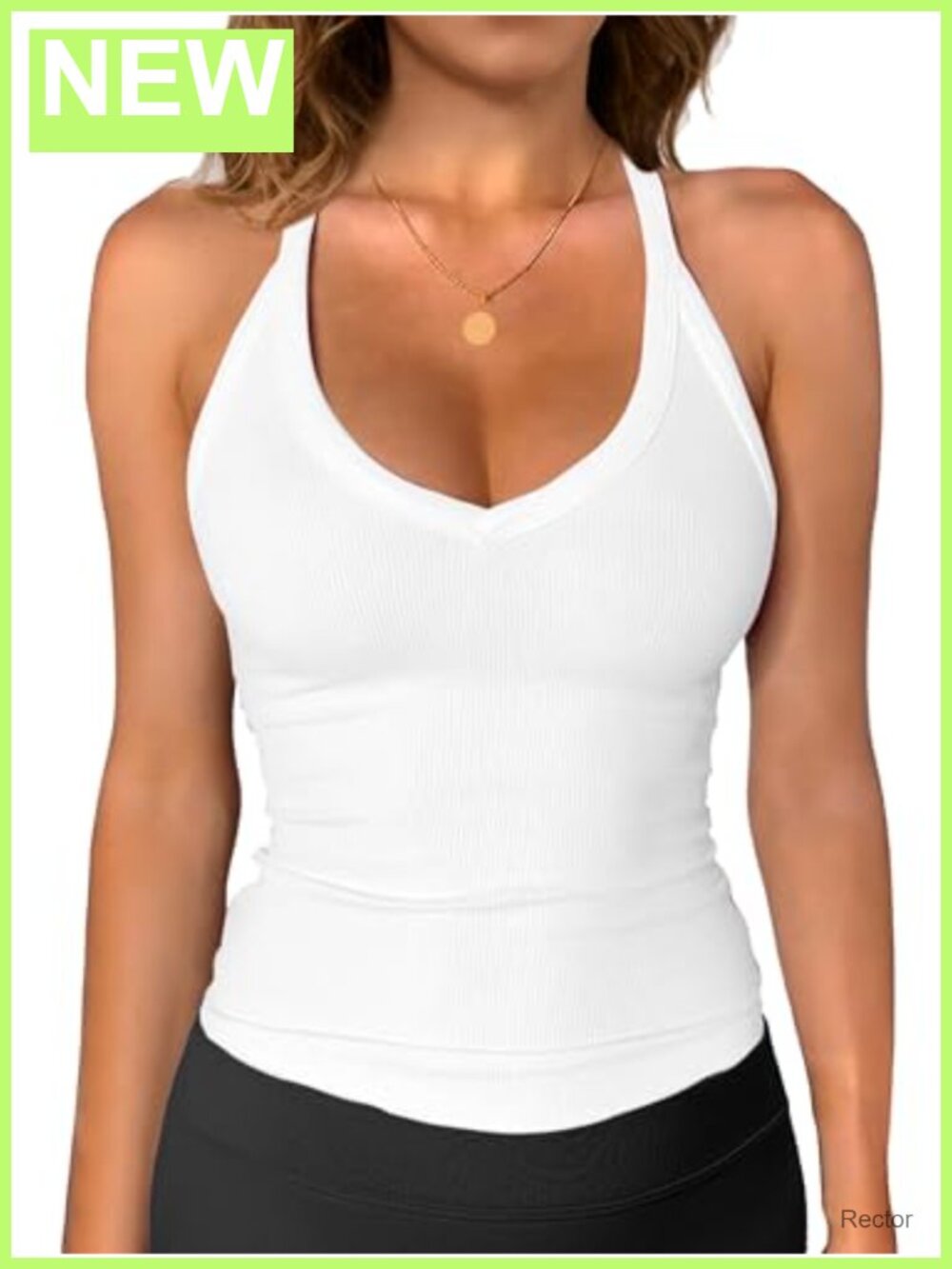 iGENJUN Womens Spaghetti Strap V-Neck Ribbed Slim Fitted Tank Top Soft Camisole